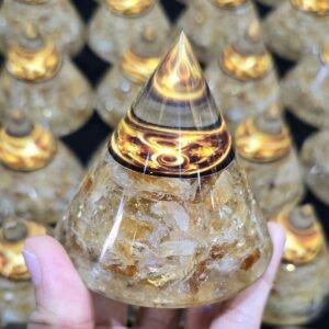 Yellow Citrine Cone Pyramid Powerful Stone Crystal Wealthy Success Good Luck New