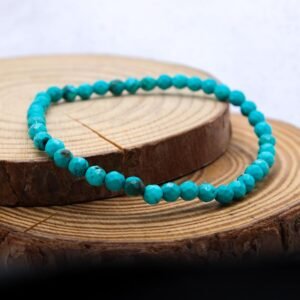 Natural Turquoise Beaded Bracelet December Birthstone Jewelry Handmade Stretchable Bracelet Mens & Womens Everyday Bracelets Dainty Adjustable Bracelets
