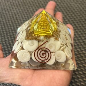 A One Crystal Original Shree Yantra Gomti Chakra Pyramid for Wealth and Prosperity Feng Shui vastu Items for Home | Good Luck | Positive Energy | Size 2.5-3 inch