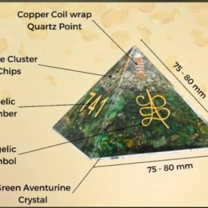 Green Aventurine Pyramid with Zibu Symbols Crystal for Money