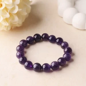 Purple Amethyst Gemstone Bead Bracelet